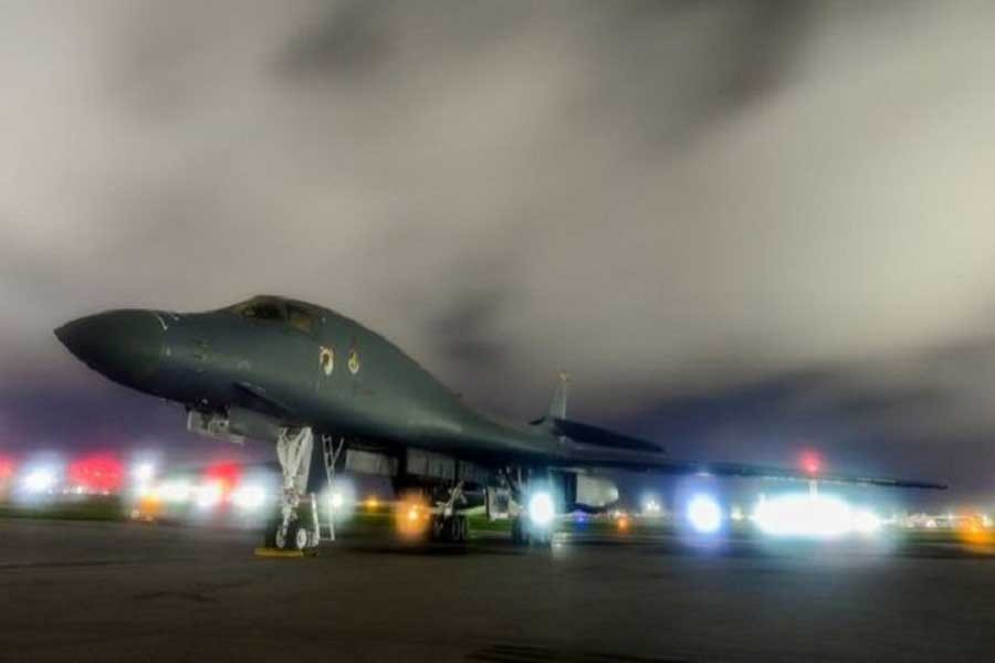 A US Air Force B-1B Lancer bomber sits on the runway at Andersen Air Force Base, Guam July 18, 2017. Reuters