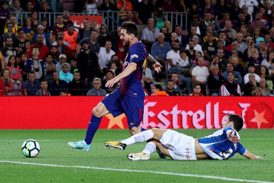 Messi grabbed his 38th Barca hat-trick in Espanyol rout on Saturday. - Reuters photo