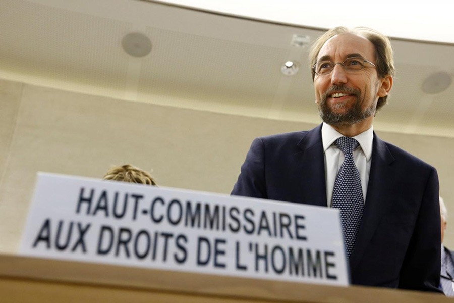 Zeid Ra'ad Al Hussein, UN High Commissioner for Human Rights arrives at the 36th Session of the Human Rights Council at the United Nations in Geneva, Switzerland on Monday. -Reuters Photo