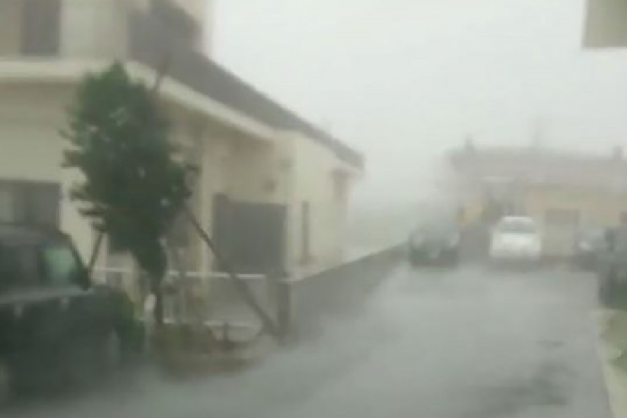 Strong wind and rain are brought by Typhoon Talim in Miyakojima, Japan on Wednesday. - Reuters photo