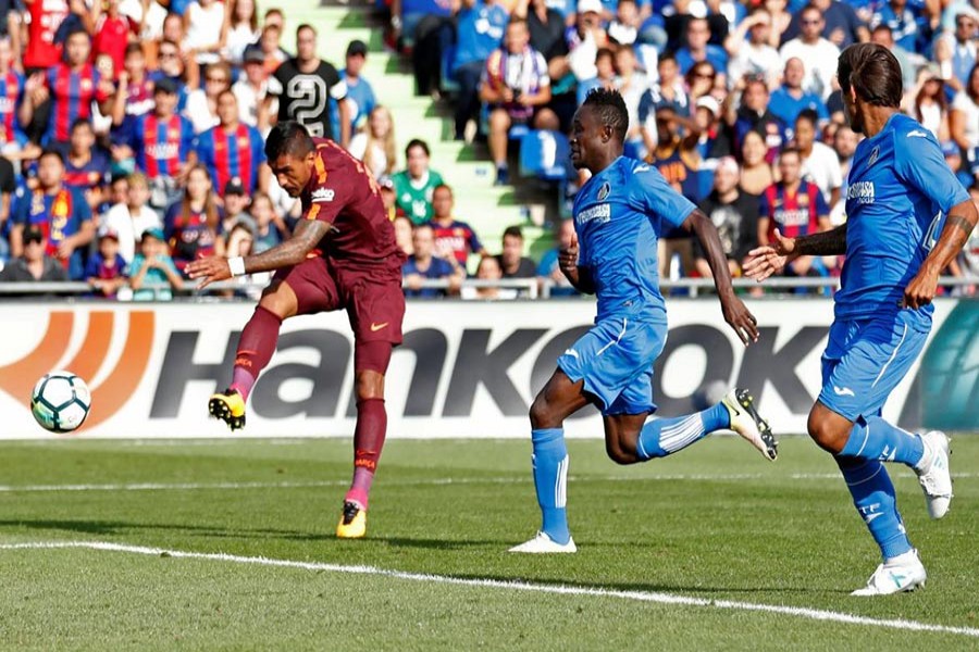 Barca's Paulinho, who came on as a second-half substitute,  scored the winning goal against Getafe. - Reuters photo