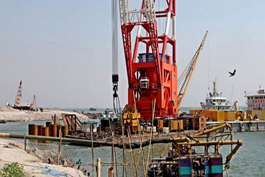 File photo shows the construction site of Padma Bridge.