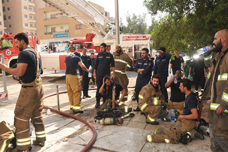 According to local media reports, the firefighters rescued nine from the building, but five of them died at hospital. Courtesy: Kuwait News Agency.