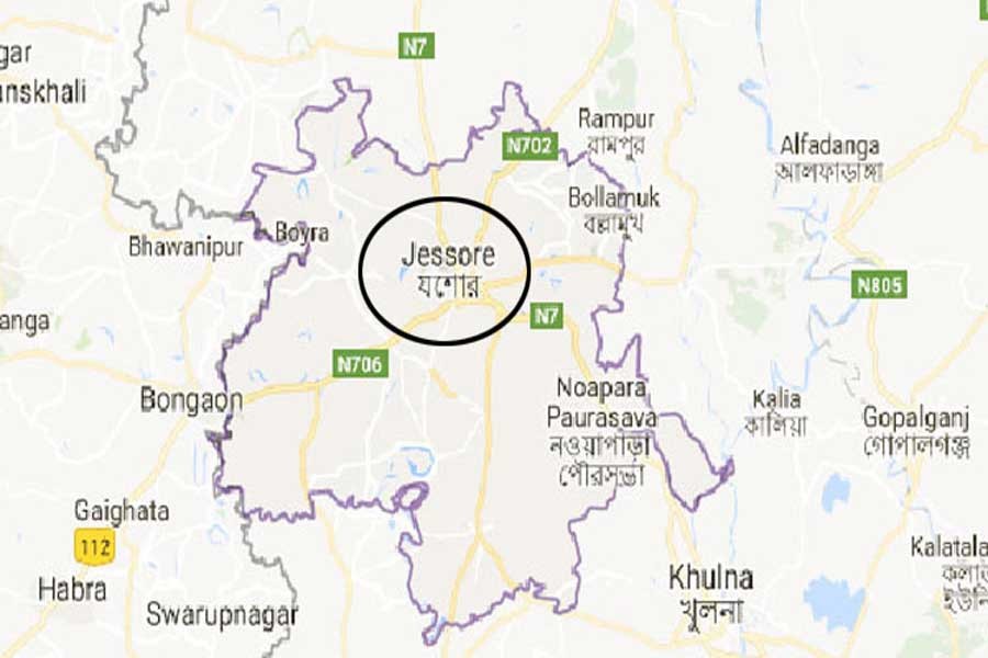 Google map showing Jessore district.