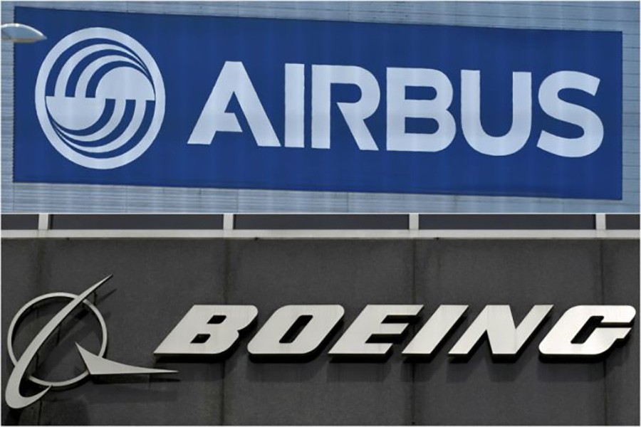 The logos of Boeing and Airbus are seen in this photo collage. - Collected