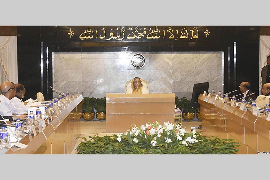 Prime Minister Sheikh Hasina presides over weekly meeting at Prime Minister Office (PMO) in Dhaka on Monday. -Focus Bangla Photo