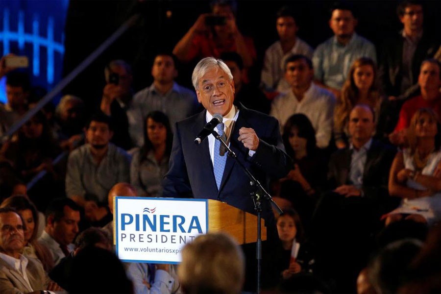 Sebastian Pinera launches his campaign for Chile's presidency in Santiago, Chile March 21, 2017. (REUTERS/Carlos Vera)