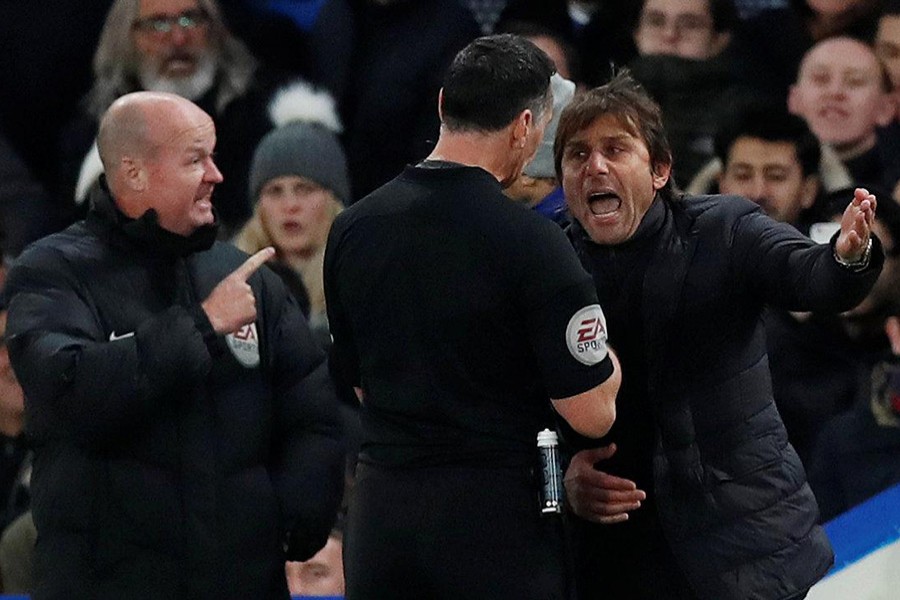 The Blues boss was sent to the stands in the 43rd minute of his side's 1-0 Premier League victory on Wednesday. - Reuters photo