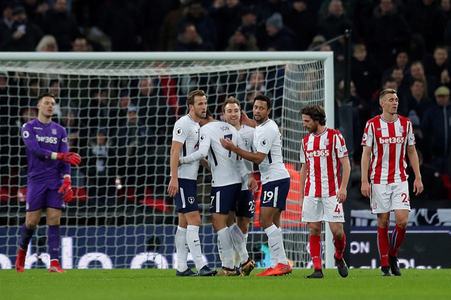 Eriksen celebrates his goal with team-mates. - Reuters photo