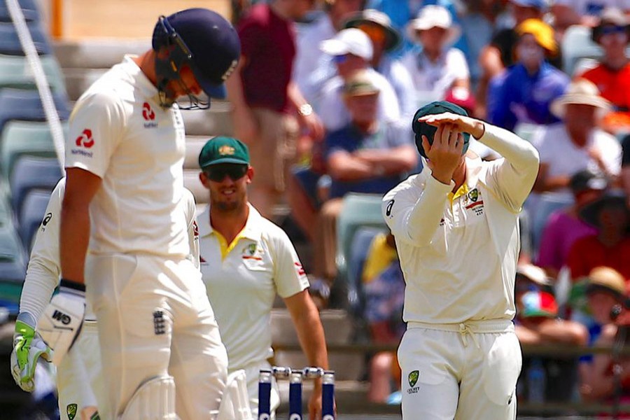 Australia's captain Steve Smith calls for a review after an appeal for LBW on England's Dawid Malan was unsuccessful during the second day of the third Ashes cricket test match. - Reuters photo