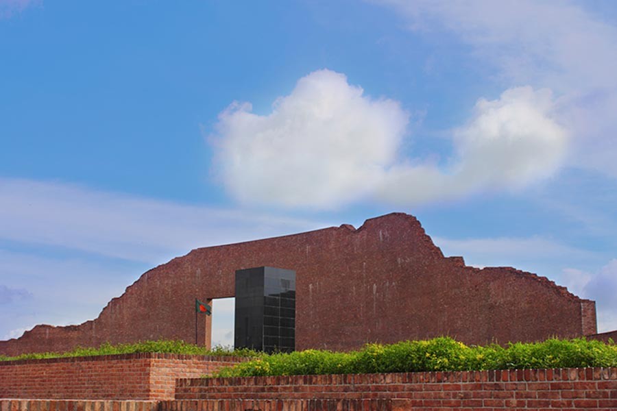 The Martyred Intellectuals memorial at Rayer Bazar in Dhaka. The memorial is a tribute to the Bengali intellectuals and professionals, killed by Pakistani forces, during the Liberation War in 1971.	— Online