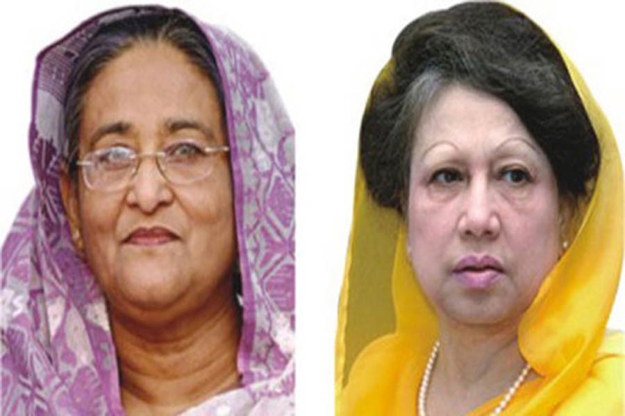 L-R: Prime Minister Sheikh Hasina, BNP Chairperson Khaleda Zia.