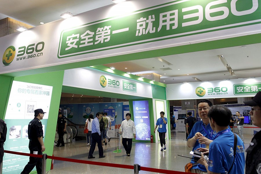 Logos of Qihoo 360 at an expo in Beijing. The Chinese cybersecurity company shut down its popular live streaming service on Wednesday after it raised concerns over privacy rights. - Reuters photo