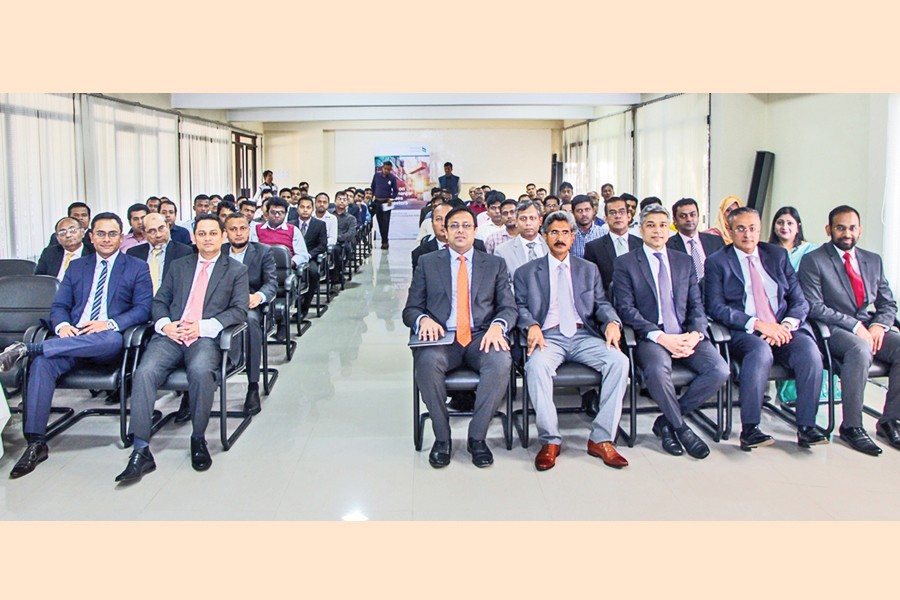 Naser Ezaz Bijoy, CEO of Standard Chartered Bangladesh seen in the seminar on "Trade Finance Processes for Investors" for the companies based in Chittagong Export Processing Zone, jointly arranged by Standard Chartered Bank, Bangladesh and BEPZA.