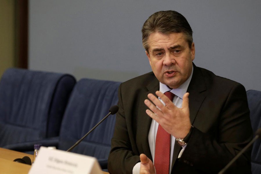 German Foreign minister Sigmar Gabriel speaks during a news conference in Riga, Latvia, March 1, 2017. (REUTERS)