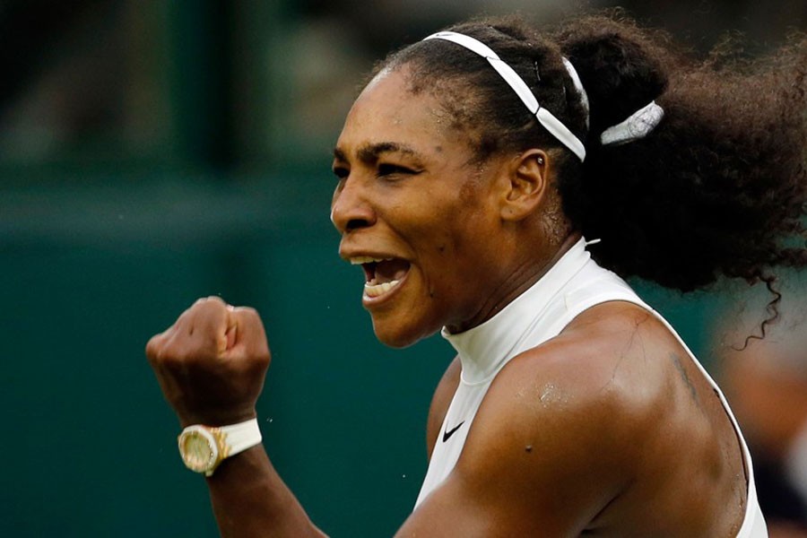 Serena Williams of the US celebrates after beating Christina McHale. (AP)