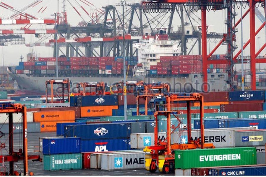 Shipping containers are seen at the Port Newark Container Terminal in Newark, New Jersey, US 	— Reuters