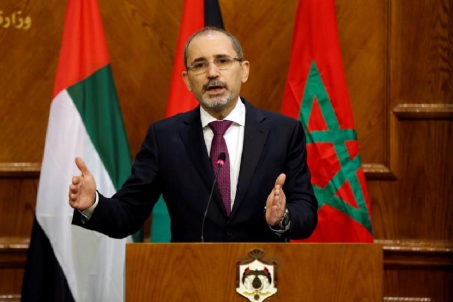 Jordanian Foreign Minister Ayman Safadi speaks during his joint news conference with Arab League Secretary-General Ahmed Aboul Gheit in Amman, Jordan January 6, 2018. Reuters