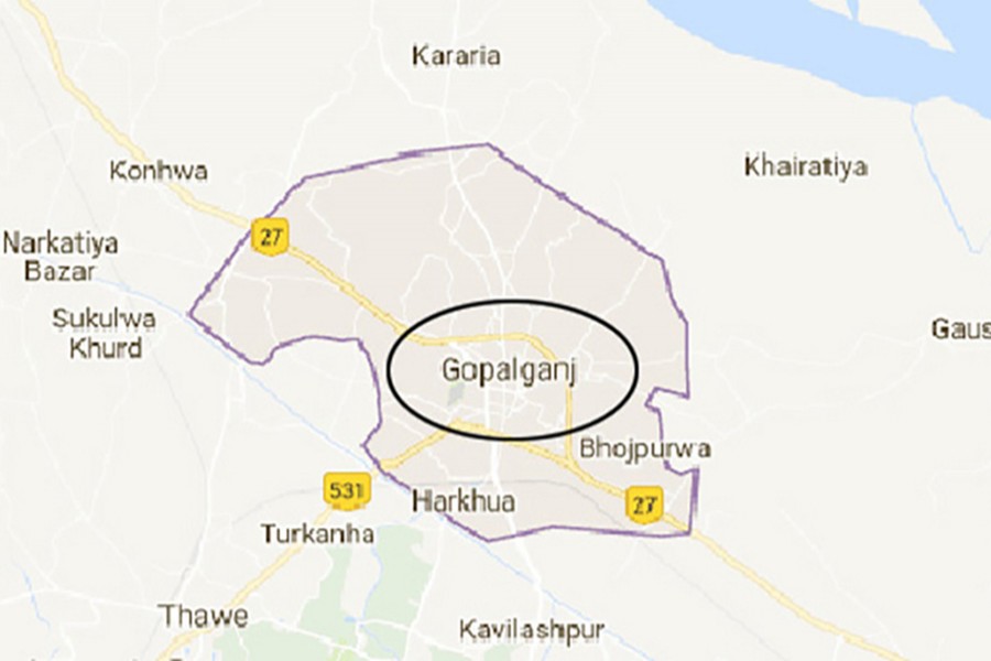 Google map showing Gopalganj district.