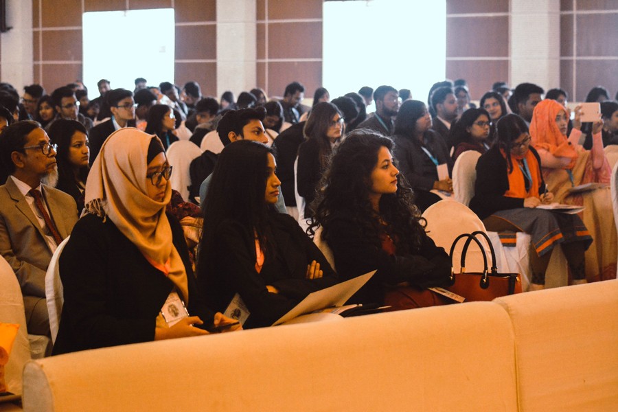 Attendees during the opening ceremony of BRAC University Global Model United Nations (BUGMUN) 2017