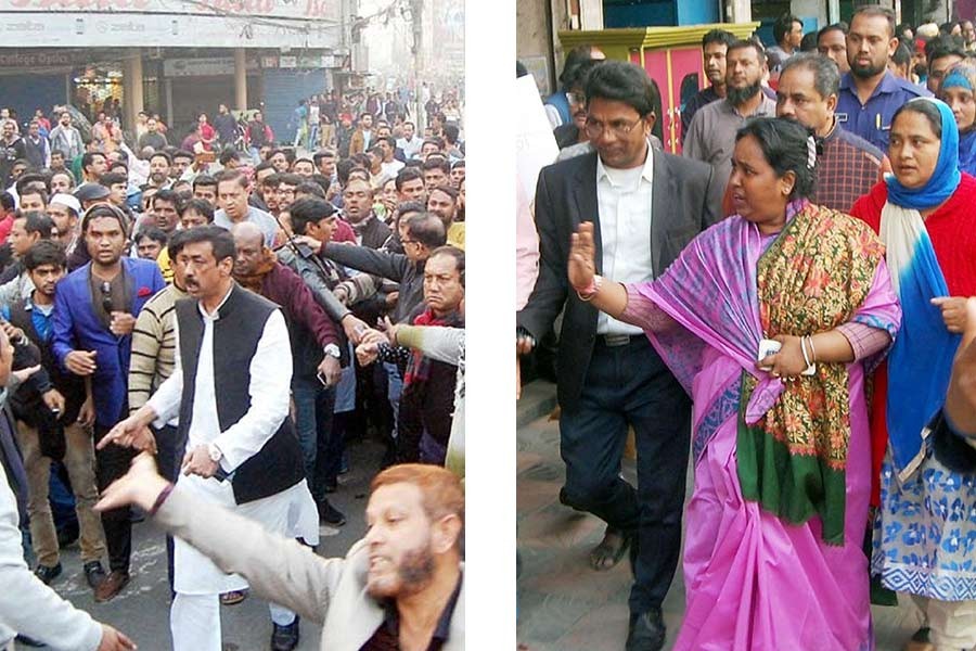 Feud between mayor Selina Hayat Ivy and lawmaker Shamim Osman flared up in Narayanganj again on Tuesday centring over hawker eviction.