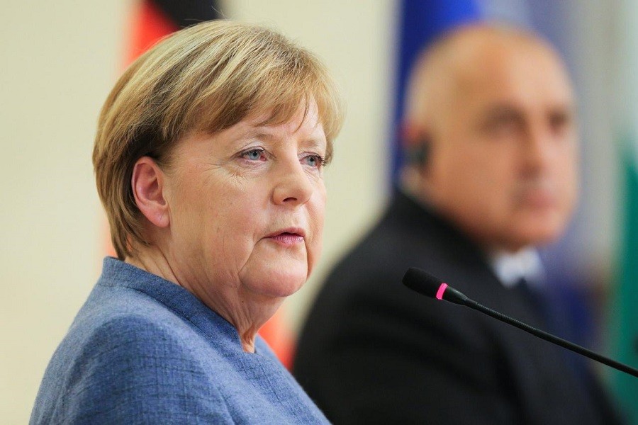 German Chancellor Angela Merkel speaks during a joint news conference with Bulgaria's Prime Minister Boyko Borissov in Sofia, Bulgaria, January 20, 2018. Reuters