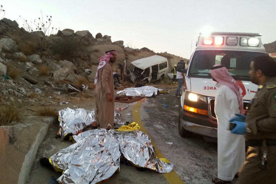 The site of the horrific accident on a mountainous road in Al-Baha province on Saturday evening. Courtesy: Saudi Gazette