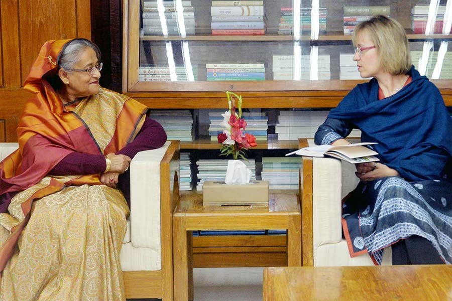 Newly appointed UN Resident Coordinator and UNDP Resident Representative in Bangladesh Mia Seppo meets Prime Minister Sheikh Hasina at the parliament on Tuesday. -Focus Bangla Photo