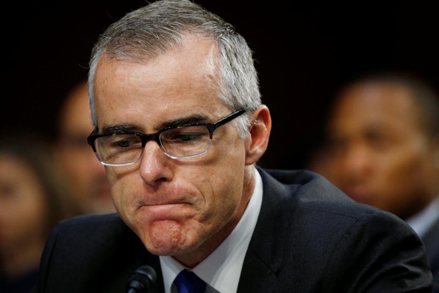 FBI Deputy Director Andrew McCabe pauses while testifying before a Senate Intelligence Committee hearing on the Foreign Intelligence Surveillance Act (FISA) in Washington, US on June 7, 2017. - Reuters file photo