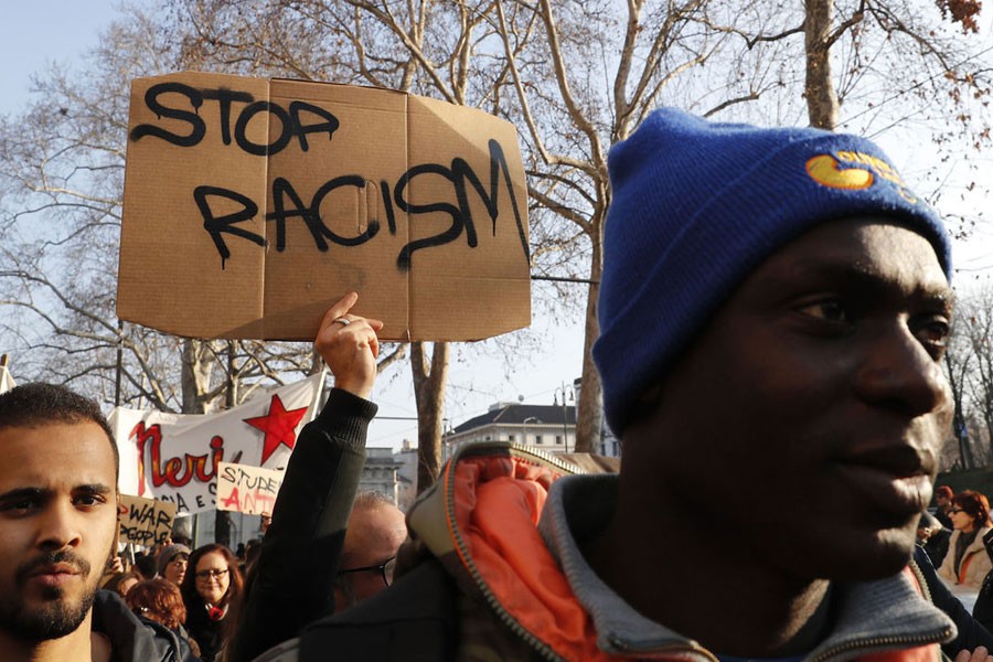 Demonstrators from all over the country marched all around the Italian city of Macerata following last Saturday's attacks. (AP photo)