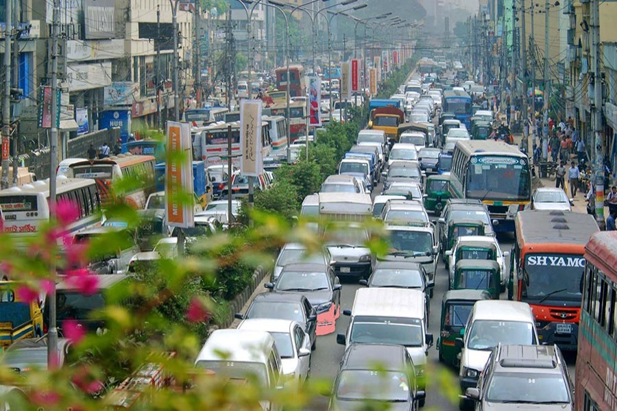 Focus Bangla file photo shows gridlock in Farmgate area.