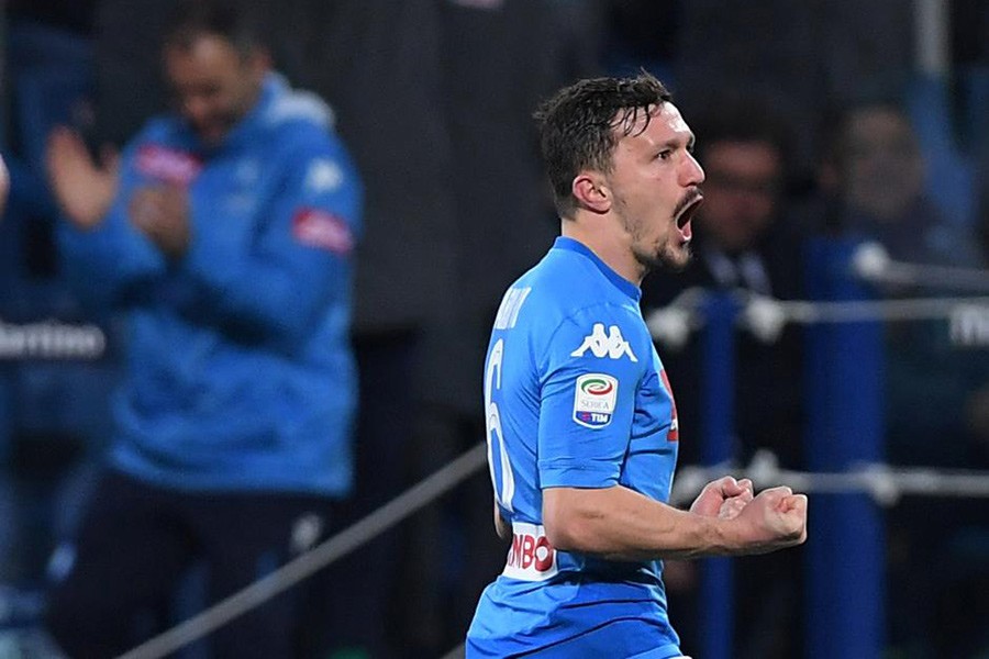 Napoli's Mario Rui celebrates scoring their fifth goal. - Reuters photo