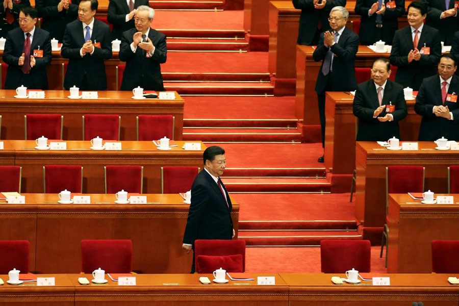 China's President Xi Jinping arrives for the closing session of China's National People's Congress (NPC) at the Great Hall of the People in Beijing, China October 18, 2017. (REUTERS)