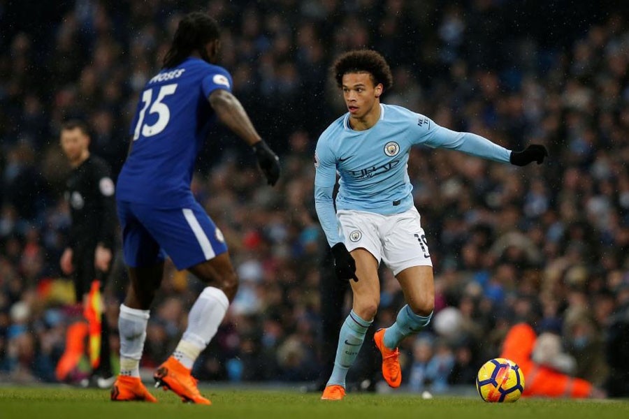 Premier League - Manchester City vs Chelsea - Etihad Stadium, Manchester, Britain - March 4, 2018 Manchester City's Leroy Sane in action with Chelsea's Victor Moses. Reuters.