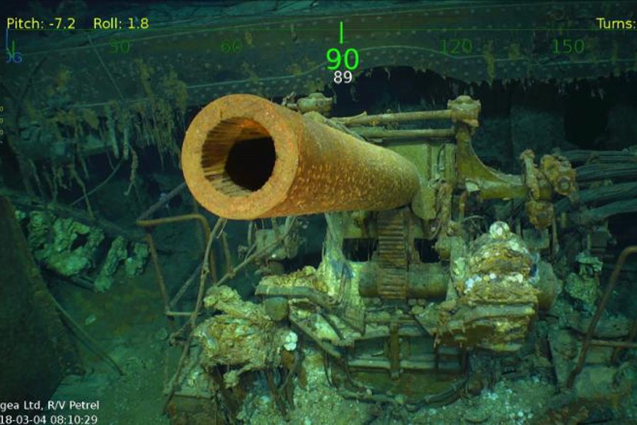 Underwater images of the wreckage are courtesy of Paul G Allen.