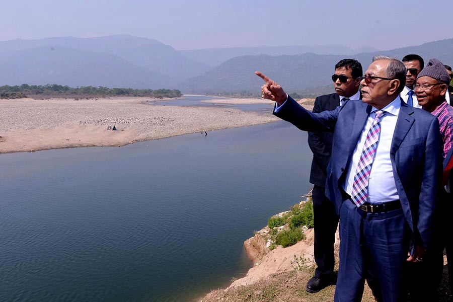 President Md Abdul Hamid visits Balat village in Meghalaya of India on Friday. -Focus Bangla Photo