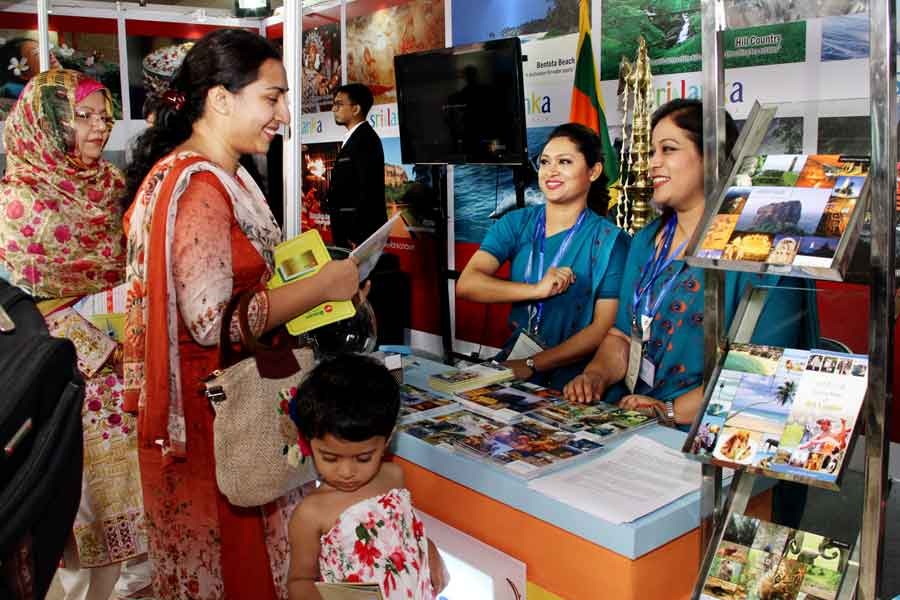 Visitors throng the ‘US-Bangla Airlines Dhaka Travel Mart 2018’ which began at Pacific Sonargaon Dhaka on Thursday