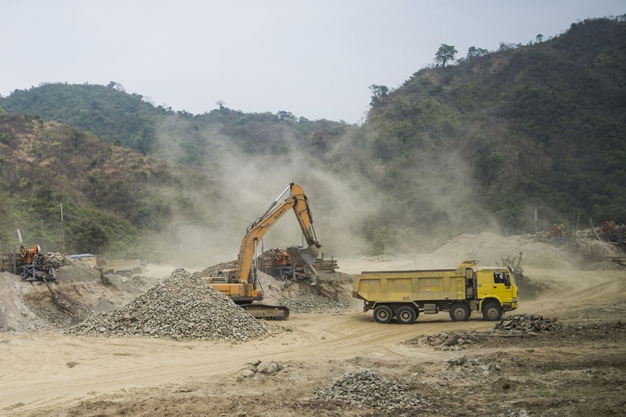 Myanmar authority implementing a major road project in Maungdaw district, Myanmar's Rakhine state near the Bangladesh border 	— AFP