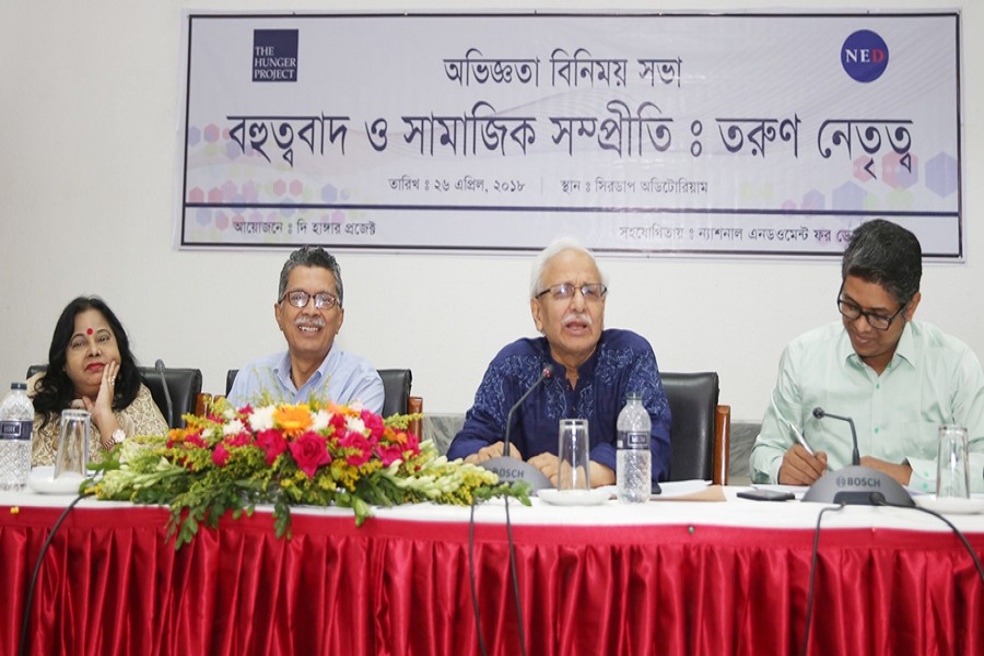 Hunger Project global vice president and country director Badiul Alam Majumder speaking at a roundtable in the city Thursday 	— FE Photo