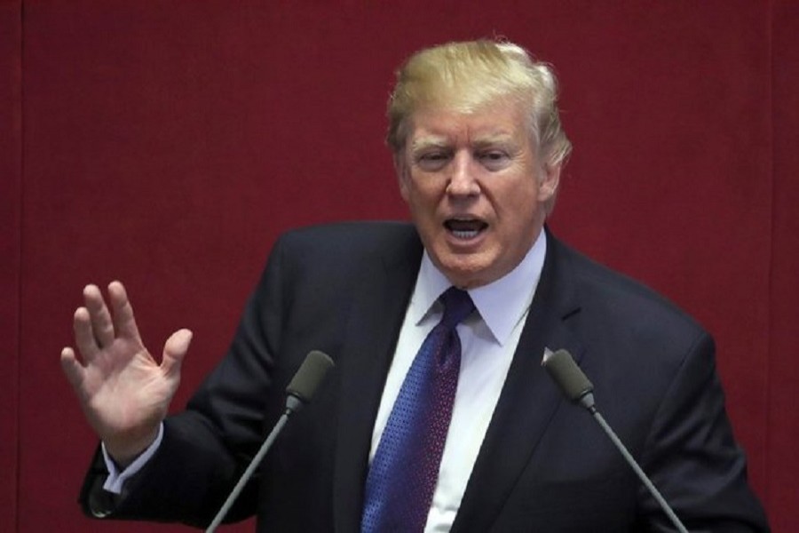 US President Donald Trump delivers his speech at the National Assembly hall in Seoul, South Korea, Wednesday, November 8, 2017. Reuters/File Photo