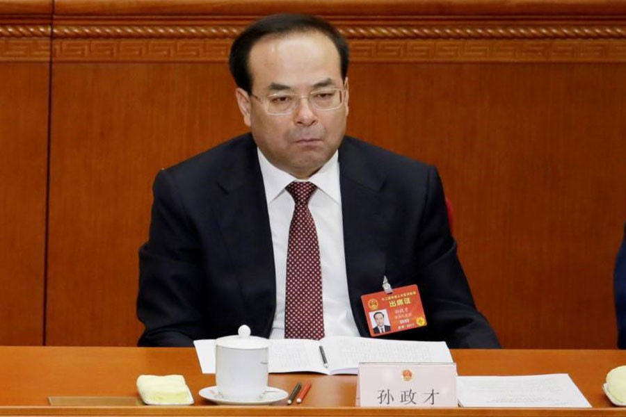 Sun Zhengcai attends the opening session of China’s National People’s Congress (NPC) at the Great Hall of the People in Beijing, China, March 5, 2017. Reuters.