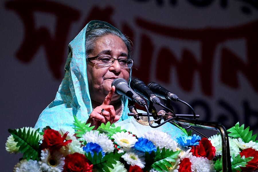 Prime Minister Sheikh Hasina addressing the 29th national council of Bangladesh Chhatra League (BCL) at Suhrawardy Udyan in Dhaka on Friday afternoon. Photo: Star Mail