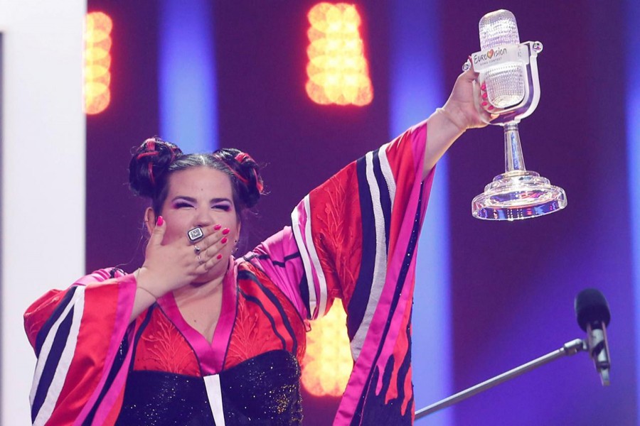 Israel's Netta reacts as she wins the Grand Final of Eurovision Song Contest 2018 at the Altice Arena hall in Lisbon, Portugal, May 12. Reuters/File