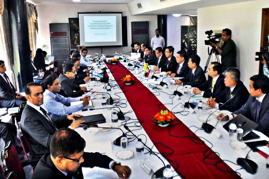 The second meeting of Bangladesh-Myanmar Joint Working Group (JWG) on repatriation of Rohingyas going on at the state guest house Meghna in the capital on Thursday. -Focus Bangla Photo