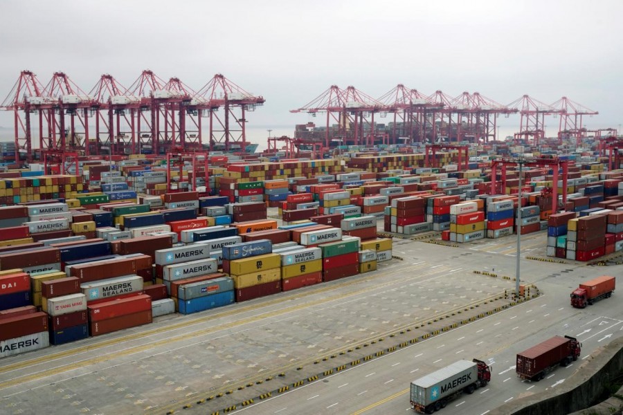 Containers are seen at the Yangshan Deep Water Port in Shanghai, China April 24, 2018. Reuters/Files