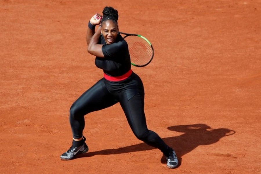 Serena Williams of the US in action during her first round match against Czech Republic's Kristyna Pliskova. French Open - Roland Garros, Paris, France - May 29, 2018. - Reuters