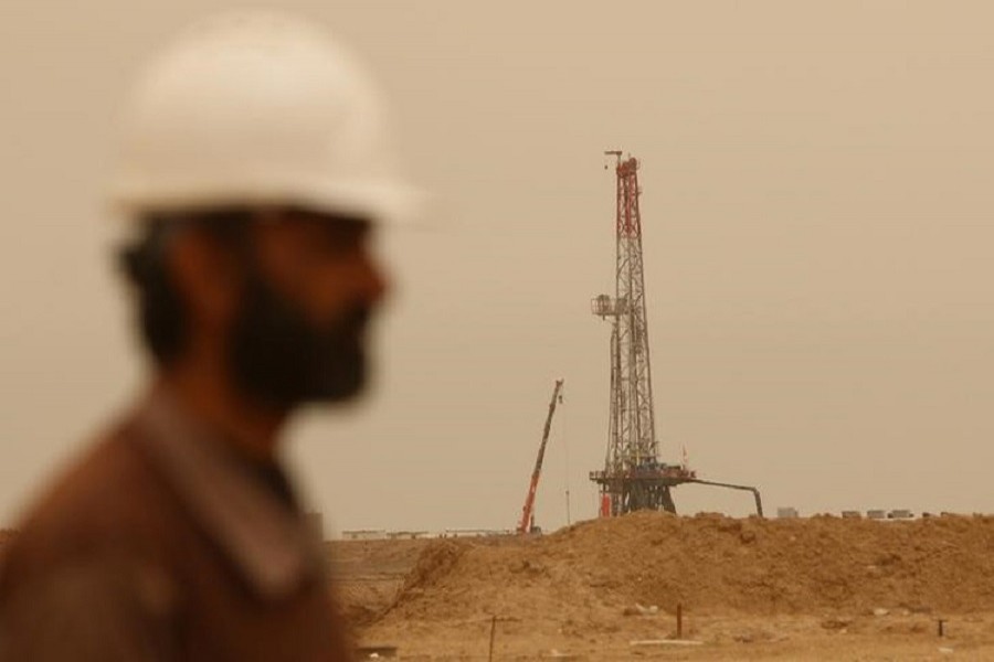 Drilling equipment is seen at the Sindbad oil field near the Iraqi-Iranian border in Basra, Iraq, April 23, 2018. Reuters/Files