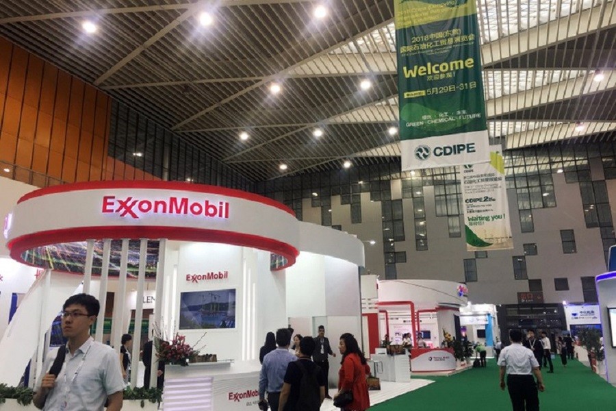 A booth of US major ExxonMobil is seen at the China (Dongying) International Petrochemical Trade Exhibition in Dongying, Shandong province, China, May 29, 2018. Reuters/Files