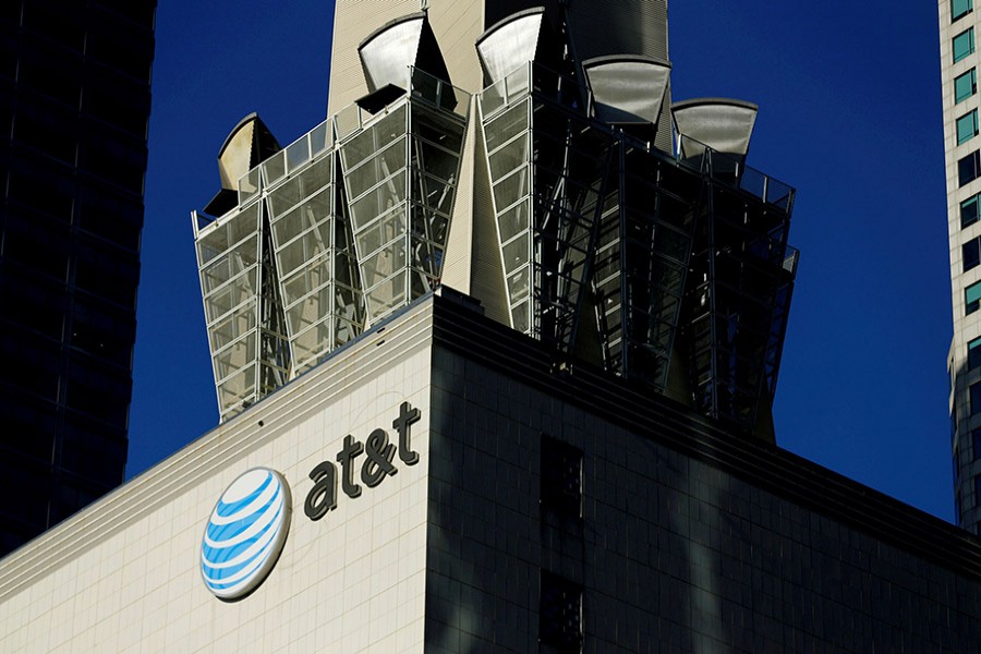 An AT&T logo and communication equipment is shown on a building in downtown Los Angeles, California, US - Reuters/File