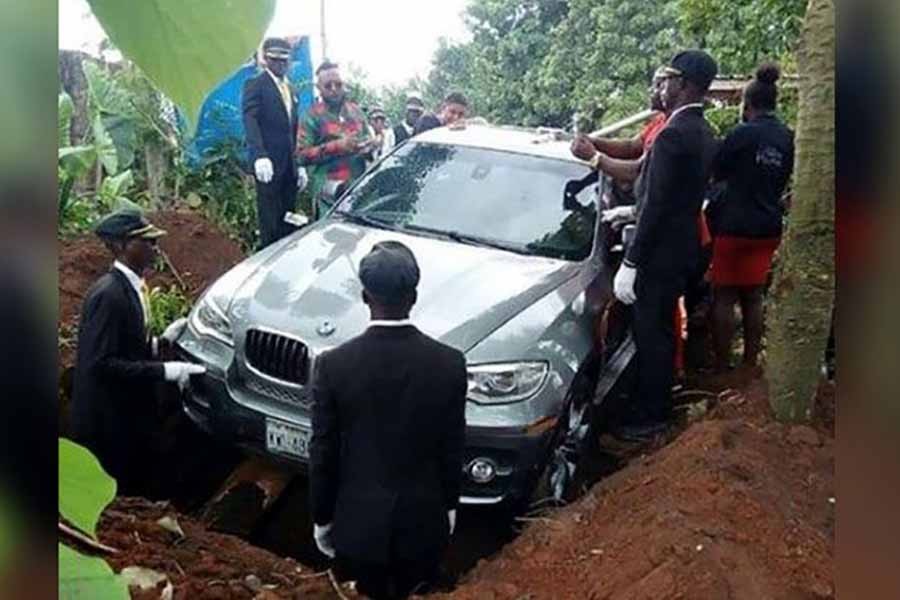 Son buries father in brand-new BMW